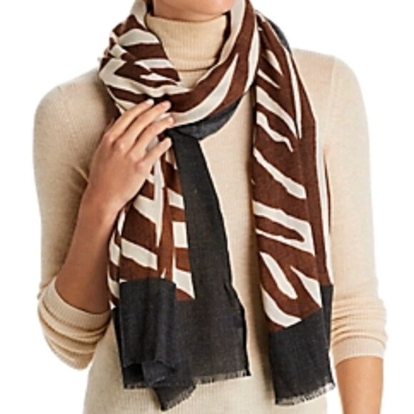 Echo New York Women's Zebra Frame Wrap, Espresso, 24"W x 72"L - Eyelash Frame - Picture 1 of 1